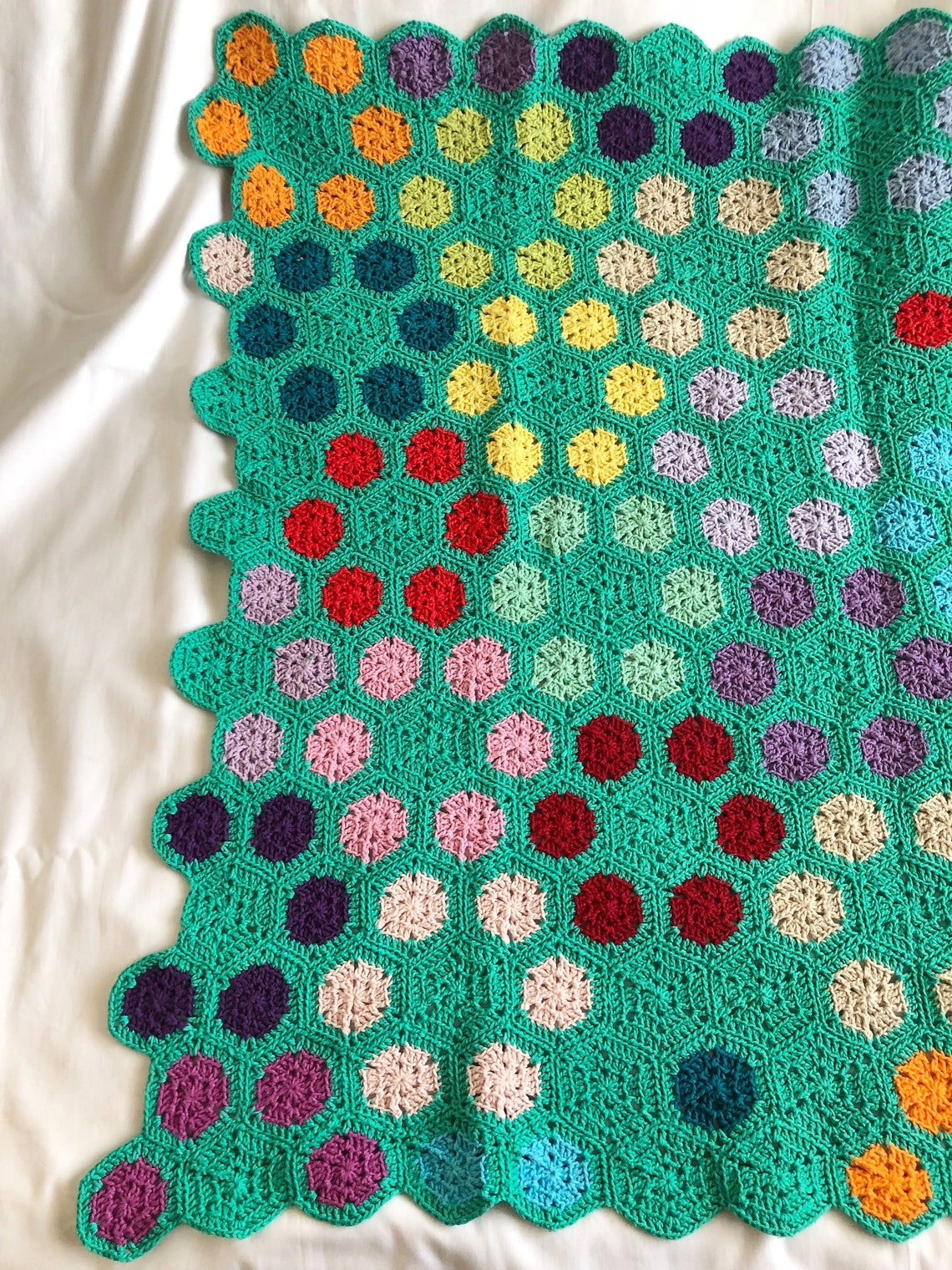 Hexagon Baby Blanket, Crochet Cotton Baby Blanket, Baby Blanket Etsy