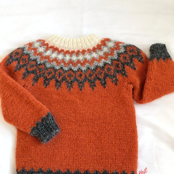 Icelandic sweater, lopapeysa, unisex children clothing