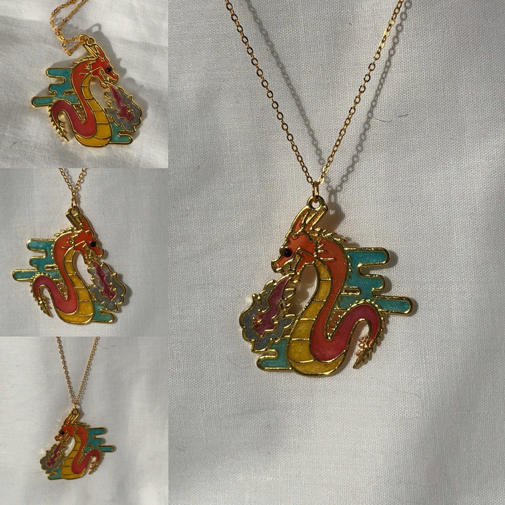 Necklace dragon dragon necklace for her gift idea resin Etsy