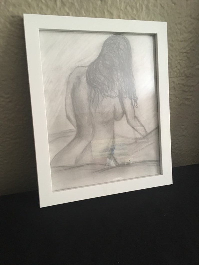 framed Self Love charcoal sketch