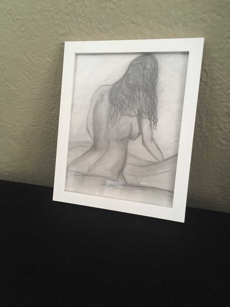 framed Self Love charcoal sketch
