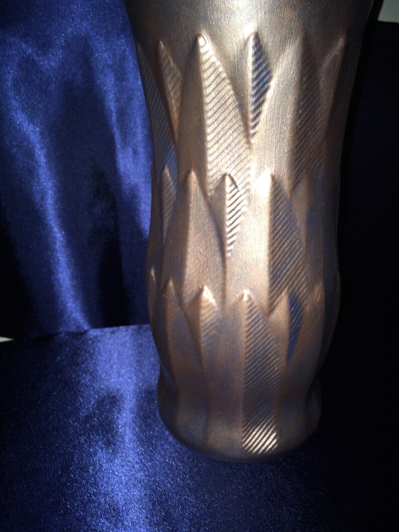 navy rose gold handpainted vase 12in