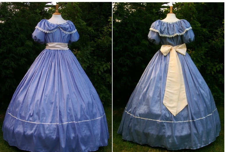 blue victorian ball gown