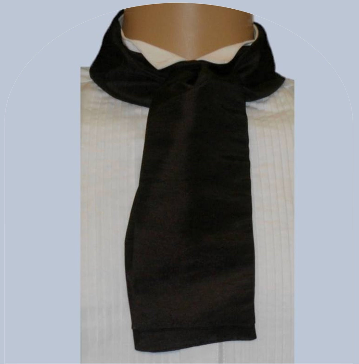 Image of Black Cravat Victorian Edwardian Georgian Regency Costume Fancy Dress Taffeta