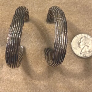 Huge Vintage Sterling Silver Half Hoop Pierced  Earrings