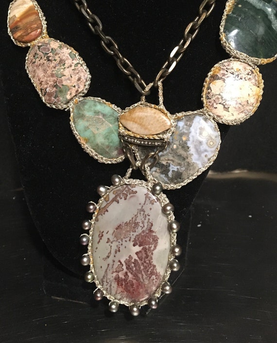 Layered Vintage Artisan Multi-Colored Quartz and … - image 1