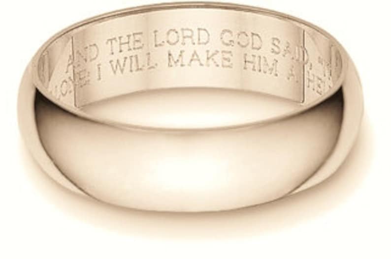 Bible Verse Engraved Wedding Band 6mm Wide 14K Gold Etsy