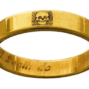 10K Skull Wedding Band Ring, Till Death Do Us Part , 4 mm narrow width