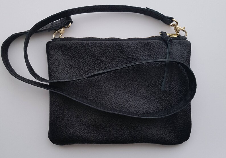Genuine black Leather cross body bag,Small day bag,messanger bag,shoulder bag