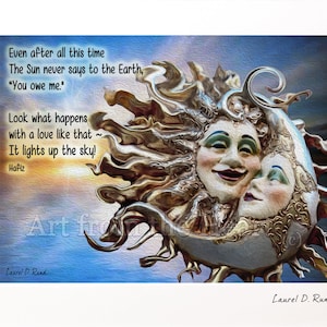 Sun and Moon Venetian Masks Art Print: Hafiz Love Quote zdjęcie 1