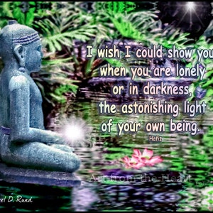 Impression d&#39;art citation Hafiz : lumière de Bouddha, cadeau inspirant (téléchargement numérique)