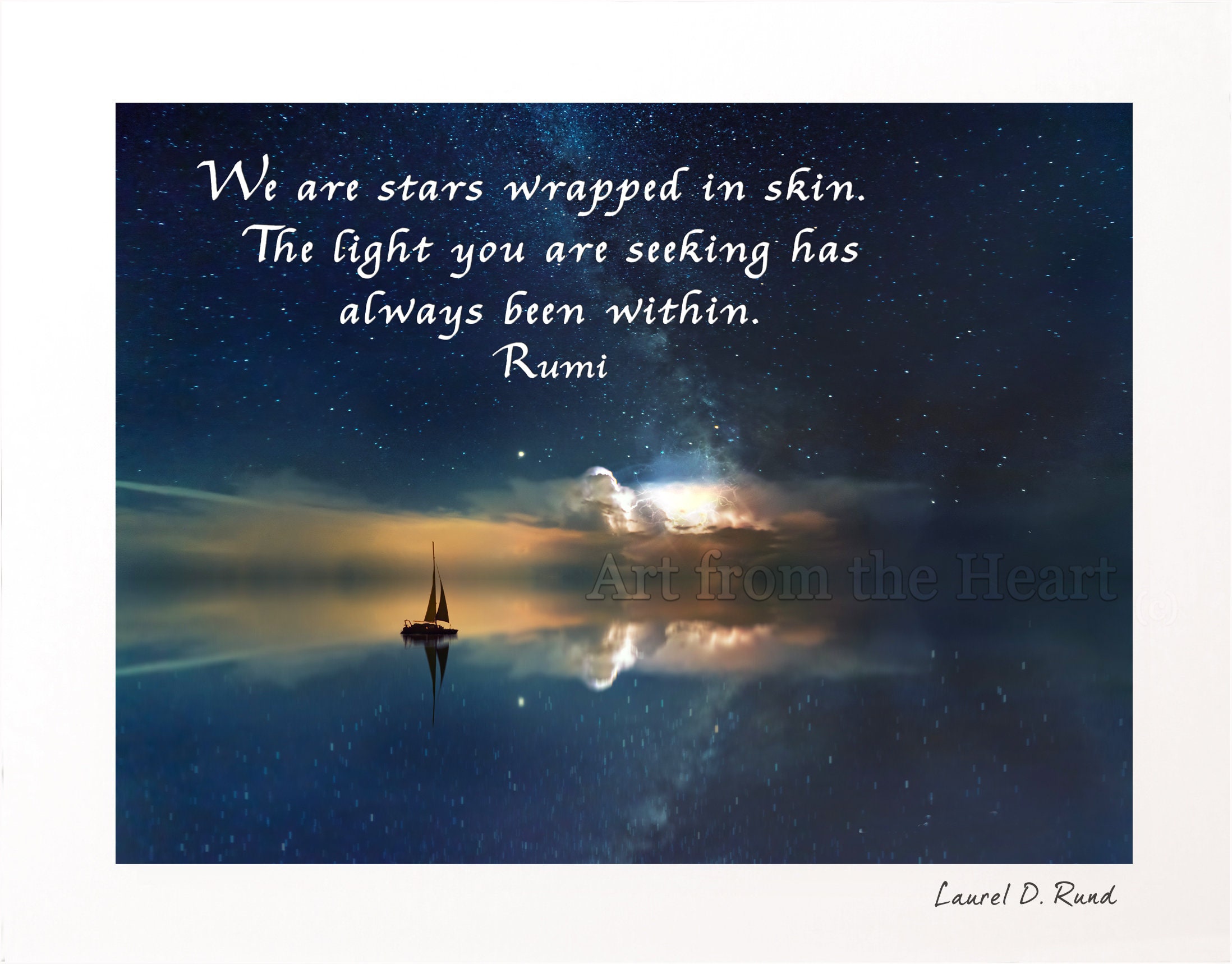 Rumi Quote Art We Are Stars Wrapped In Light Spiritual Etsy