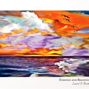 SUNSET WALL ART - Sunset Abstract Art - Endings and Beginnings -  Landscape Wall Art - Unique Wall Art - Unique Inspirational Art