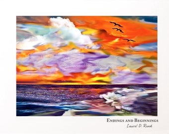Abstract Sunset Art Print: Signed Archival Landscape Wall Decor