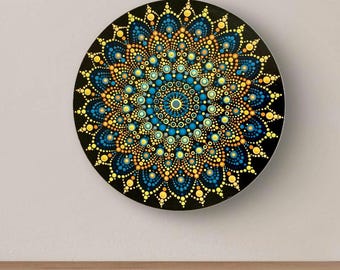 12 inch Mandala, Wall Art, dot mandalas, wedding gifts, spiritual art, meditation art, mandala wall decor, boho wall art