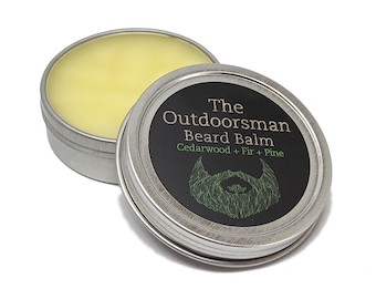 The Outdoorsman Beard Balm - Cedarwood + Pine + Fir. All natural. Conditions, hydrates, shapes. Reduces dandruff.