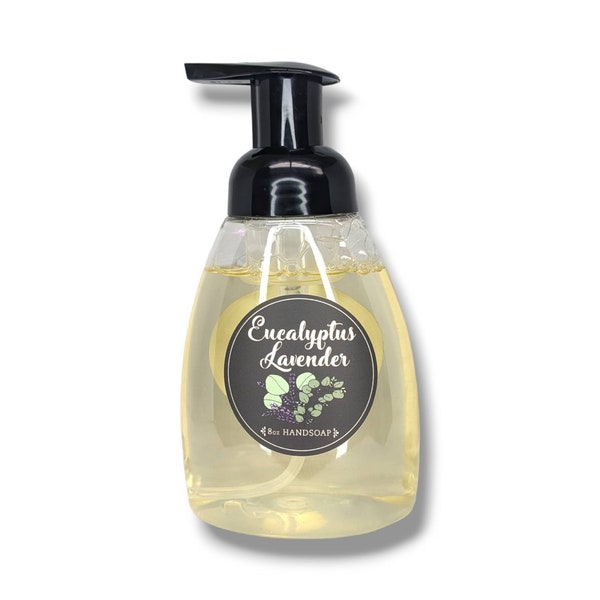 Eucalyptus Lavender Liquid Hand Soap - 8oz Foam Pump - All Natural, Moisturizing