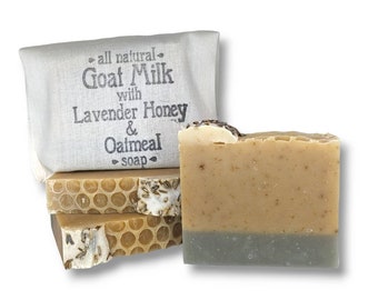 Goat Milk with Lavender Honey and Oatmeal soap - All Natural Handmade soap, essential oils, moisturizing soap, gentle, calming, soothing
