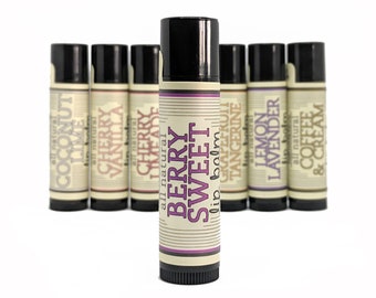 Berry Sweet Lip Balm - All Natural, Handmade, natural flavors of cherry, raspberry, strawberry, beeswax based chapstick