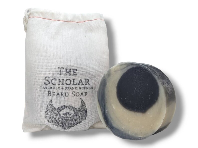 The Scholar Beard Soap. Handmade, all natural. Conditions and cleans, fights acne and dandruff, relieves itchiness. Frankincense & Lavender image 1