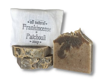 Frankincense and Patchouli Soap - All Natural, Moisturizing, Handmade with Essential oils