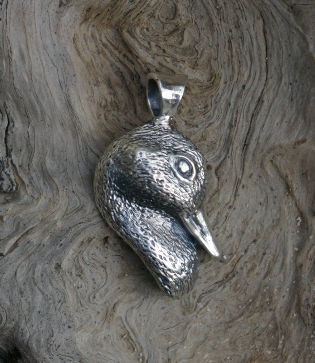 Sterling Silver Duck Head Pendant W3 Etsy