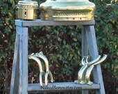 Round Metal Case and Blade Brackets - Shiny Brass Plated Metal Pieces - Ceiling Fan Case - Robot Parts