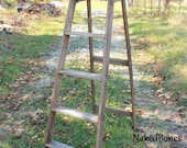 6 Foot Wooden Step Ladder - 5 Step Ladder - Well Used - Shabby - Stained - Paint Dripped