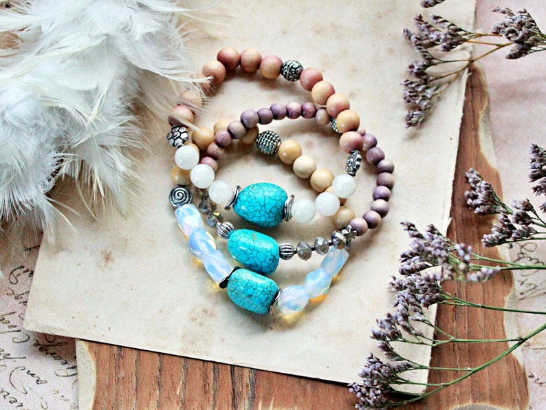 Kette Holzperlen // kurze Kette // Boho Kette // kurze Kette // bunte Kette // Statement Kette // Collier // Kette mit Türkis // FREE SPIRIT Bild 8