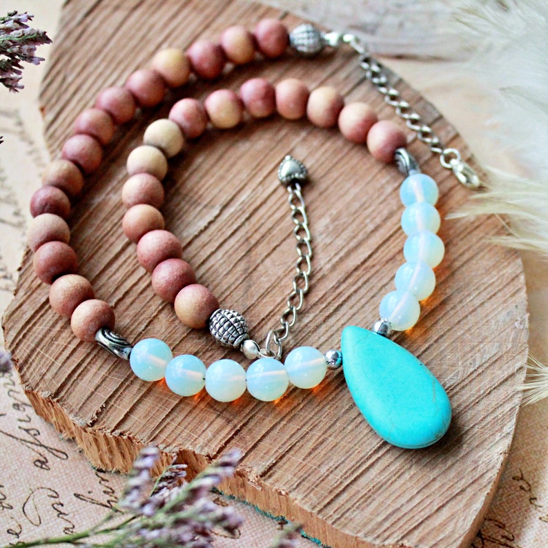 Kette Holzperlen // kurze Kette // Boho Kette // kurze Kette // bunte Kette // Statement Kette // Collier // Kette mit Türkis // FREE SPIRIT Bild 1