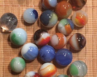 Lot of 5 Vintage Frosted Shooter  34  Matte Marbles  Toy  Game  Glass Marbles  Large Marbles  Decorative  Collectible