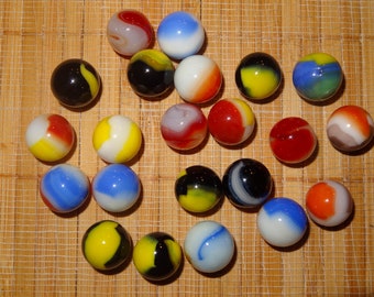 Lot of 5 Vintage Frosted Shooter 34 Matte Marbles Toy Game Glass Marbles Large Marbles Decorative Collectible