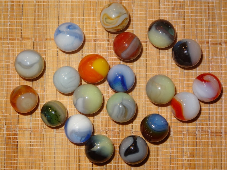 58 Collectible Decorative Craft Supplies Glass Marbles Game Marbles Lot 186 Lot of 20 Vintage Jabo Classic Marbles