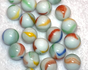Pair 2 Vintage Marbles of Marble King Beach Balls Mint 19/32” 