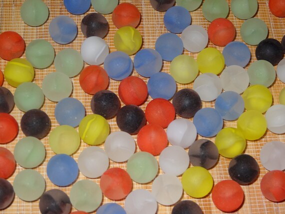 Lot of 5 Vintage Frosted Shooter 34 Matte Marbles Toy Game Glass Marbles Large Marbles Decorative Collectible