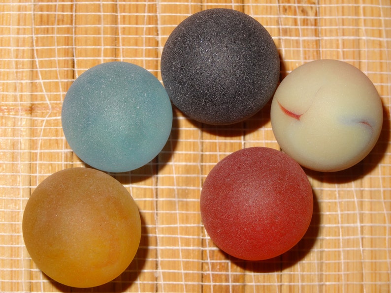 Lot of 5 Vintage Frosted Shooter 34 Matte Marbles Toy Game Glass Marbles Large Marbles Decorative Collectible