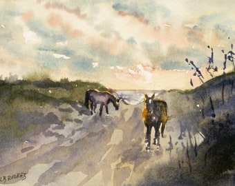 Beach Ponies in Early Morning  (Beach Ponies VII)