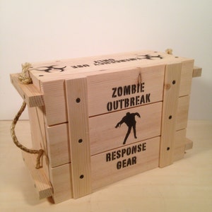 Medium Wooden Military Style Crate, Zombie Outbreak Response Gear, Vintage Style Box