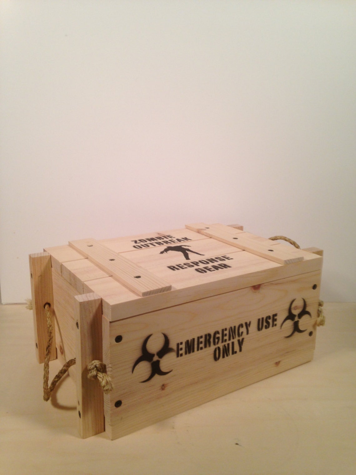 Medium Wooden Military Style Crate Zombie Outbreak Response Etsy