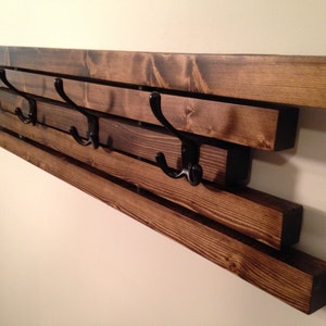 Rustic Wall Mount Wooden Coat Rack - 4 Hook Coat Hanger
