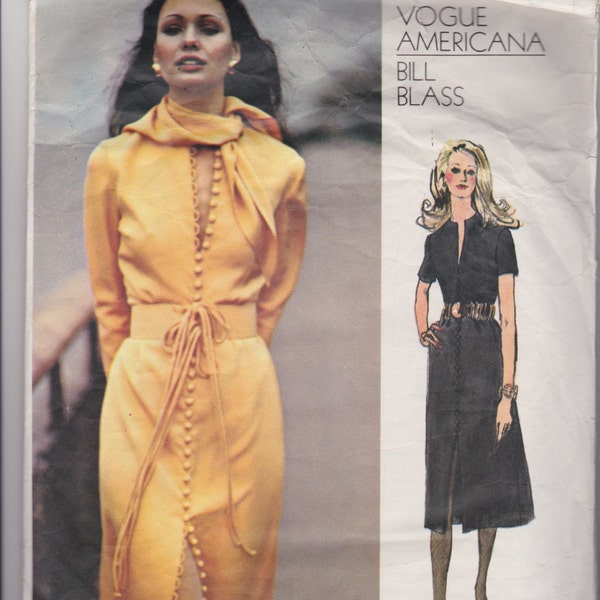 Vintage 1970s Vogue Americana Designer Sewing Pattern 2601, Bill Blass, Size 10, Bust 32 1/2 in or 83 cm", Dress, Cut and Complete