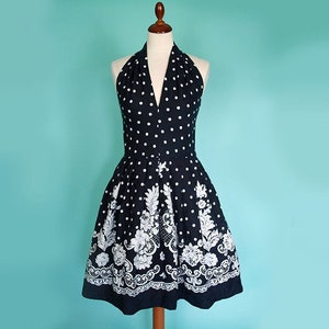 Vintage Polka Dot Blue White Dress
