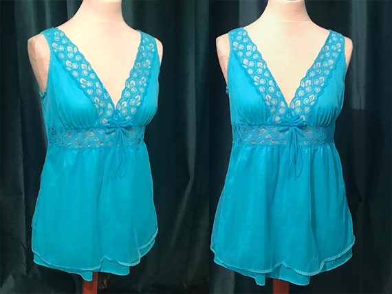 50s/60s Babydoll Nightwear Set Turquoise