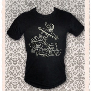 Men's T-Shirt, True Love, Black, Black, Anchor, Anchor, Love image 1