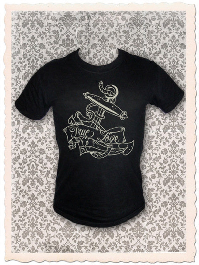 Men's T-Shirt, True Love, Black, Black, Anchor, Anchor, Love image 1