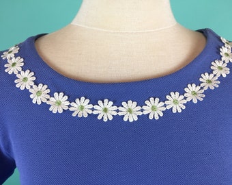 60s Kleid "Daisies" Jersey Lila Gr. S, Minikleid