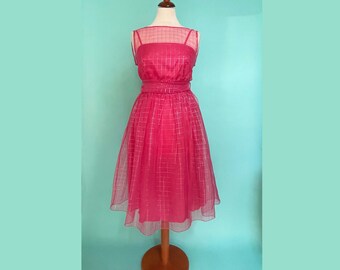 80er Jahre True Vintage Kleid Chiffon Pink-Lurex