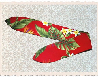 Rockabilly hairband Hawaii, red/palm leaves