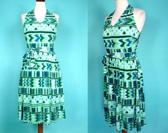 Summer Dress Green White Sharagano Size 36