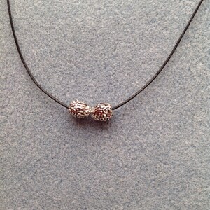 Black Cord Necklace with Silver Charms